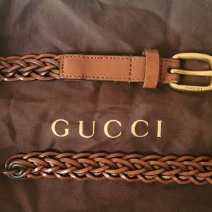 Leather braided Gucci belt